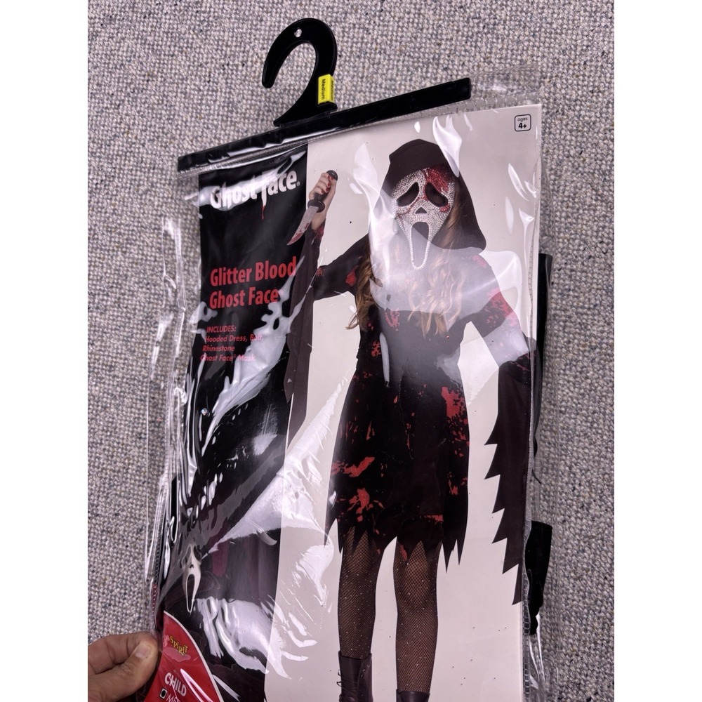 Glitter Blood Ghost Face Girls Spirit Halloween Costume Medium 8-10